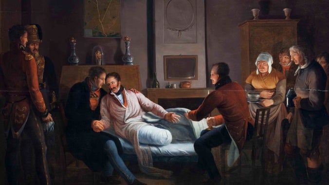 Painting of Uxbridge and Wellington after Waterloo by Constantinus Fidelio Coene, in the Cavalry Room at Plas Newydd, Wales
